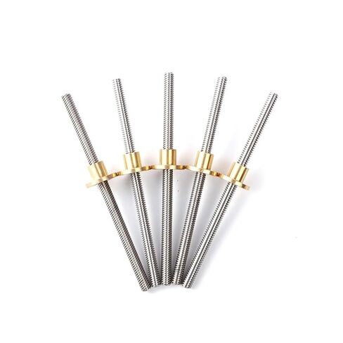 5PCS 3D Printer T12 Lead Screw Length 200mm Pitch 2mm Lead 2mm 4 8 10 12mm trapezoidal Lead Screw with Copper nut(Picth 2mm Lead 8mm) in Saudi Arabia