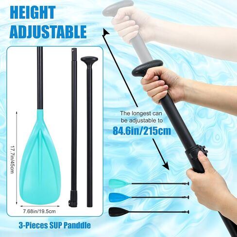 BBTO 3 Pack Sup Paddle 3 Pieces Adjustable Aluminium Stand-up Sup Paddle with Glass Fiber Blade Adjustable Aluminum Alloy Shaft 65" - 85" for Surfing Floating Water Sport in Saudi Arabia
