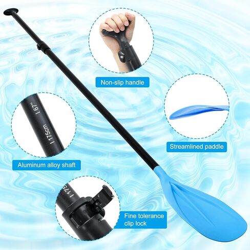 BBTO 3 Pack Sup Paddle 3 Pieces Adjustable Aluminium Stand-up Sup Paddle with Glass Fiber Blade Adjustable Aluminum Alloy Shaft 65" - 85" for Surfing Floating Water Sport in Saudi Arabia