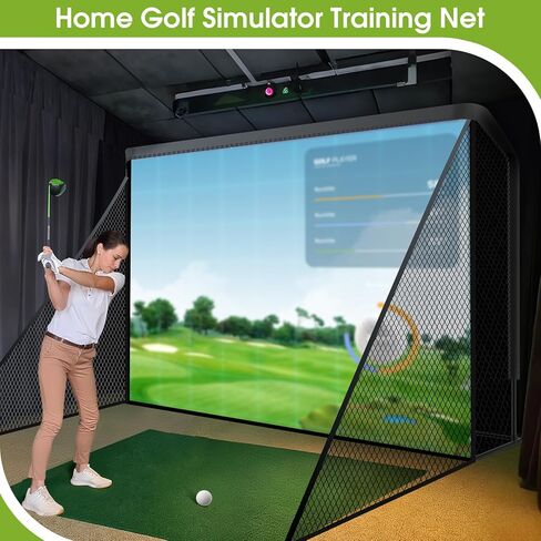 Golf Cage Net with Simulator Impact Screen Heavy Steel Frame with 2 Net Side Barriers HD Blank Impact Screen and Target Cloth Golf Simulators Enclosure for Home Indoor Outdoor in Saudi Arabia