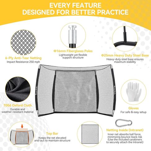 Golf Hitting Net with Impact Screen, Golf Cage, Golf Simulator Enclosure w/Hitting Mat, Target Cloth, Side Nets for Chipping Driving Equipment for Home Indoor Outdoor Backyard & Garage in Kuwait