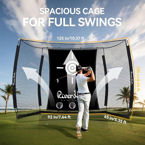 Golf Hitting Net with Impact Screen, Golf Cage, Golf Simulator Enclosure w/Hitting Mat, Target Cloth, Side Nets for Chipping Driving Equipment for Home Indoor Outdoor Backyard & Garage in Kuwait