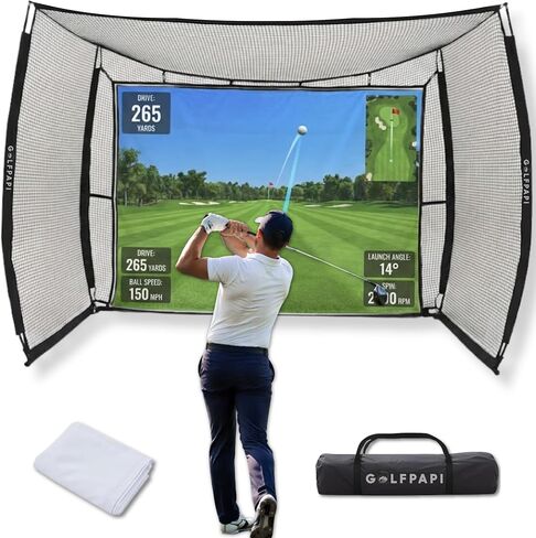 Mobile Golf Simulator Net – 10ft Compact Practice Net with Steel Frame & Impact Screen – Indoor & Outdoor Golf Training for Backyard, Garage & Home Sim Setup in Saudi Arabia