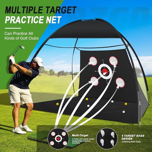 10x7FT Golf Net with Tri-Turf Mat, Indoor Outdoor Golf Hitting Net for Backyard Driving Chipping Training Swing, Ideal Golf Gifts for Men, Dad, Golfer in Saudi Arabia