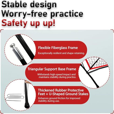 شبكة تدريب البيسبول والكرة اللينة مقاس 5 × 5 أقدام مع منطقة الضربة الحمراء والهدف | شبكة تدريب البيسبول والكرة اللينة للشباب للضرب والرمي والضرب |لممارسة الرمي الدقيق، تتضمن حقيبة حمل. in Kuwait