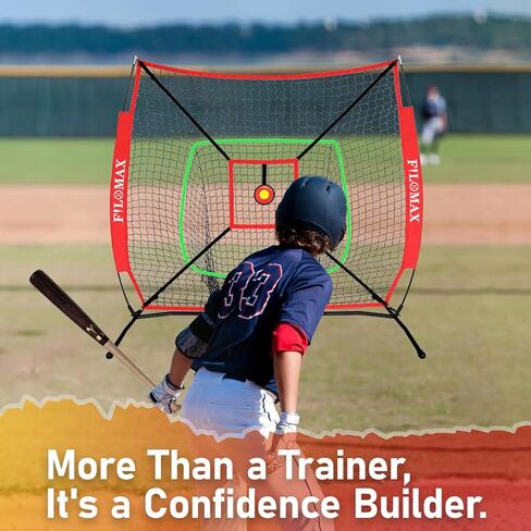 شبكة تدريب البيسبول والكرة اللينة مقاس 5 × 5 أقدام مع منطقة الضربة الحمراء والهدف | شبكة تدريب البيسبول والكرة اللينة للشباب للضرب والرمي والضرب |لممارسة الرمي الدقيق، تتضمن حقيبة حمل. in Kuwait