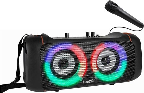 Party Speaker with Microphone and FM Radio, Bluetooth Speaker with Mic, 20W Output, AUX, USB, TF, FM, Portable Speaker for Adults, Rechargeable, Great Adult Gifts, Black/Orange in Saudi Arabia