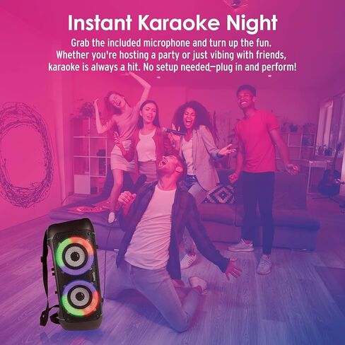 Party Speaker with Microphone and FM Radio, Bluetooth Speaker with Mic, 20W Output, AUX, USB, TF, FM, Portable Speaker for Adults, Rechargeable, Great Adult Gifts, Black/Orange in Saudi Arabia