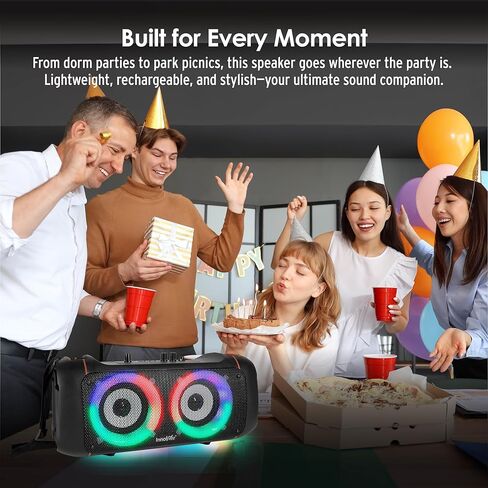 Party Speaker with Microphone and FM Radio, Bluetooth Speaker with Mic, 20W Output, AUX, USB, TF, FM, Portable Speaker for Adults, Rechargeable, Great Adult Gifts, Black/Orange in Saudi Arabia