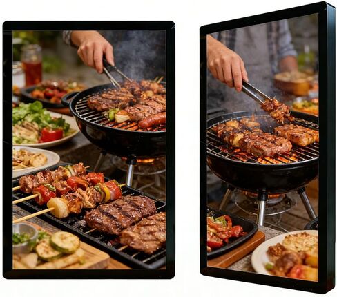 Ultra-Thin Full HD 1080P IPS Digital LCD Advertising Display, Wall-Mounted Commercial Signage Player USB HDMI Port, Remote Publishing, Smart Split Screen NonTouchable-32 in Kuwait