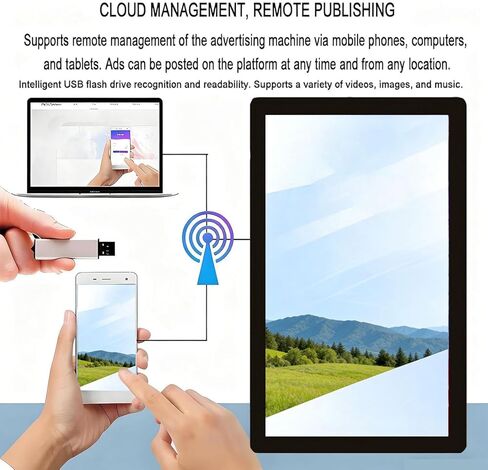مشغل وسائط الإعلانات الرقمية وشاشة عرض LCD رفيعة للغاية، ولافتة تجارية بدقة 1080 بكسل IPS كاملة الوضوح مع جهاز تحكم عن بعد عبر WiFi، ومدخل USB HDMI، وشاشة مقسمة ذكية غير قابلة للمس-43 in Kuwait