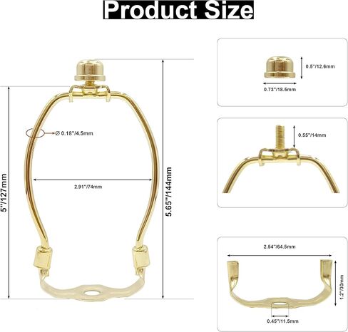 حاملات قيثارة مصباح مقاس 5 بوصات مع قواعد سرج قابلة للفصل، ودعامة خفيفة مع سرج قيثارة قياسي ونهاية مصباح، وعبوتان من ملحقات الإضاءة DIY (نحاس، 5 بوصات) in Kuwait