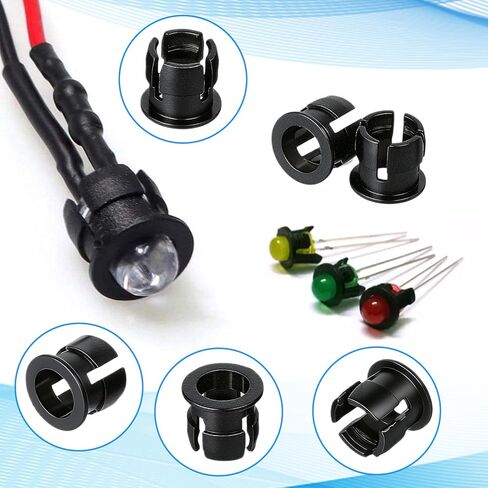 5mm LED Light Holder, 100 Pieces Nylon Black Plastic Light Emitting Diode Clips Display Panel Mount LED Bezel Mounting Holders Bracket 5 mm Lamp Bulb Socket Decorative Advertising Sign Lights in Saudi Arabia