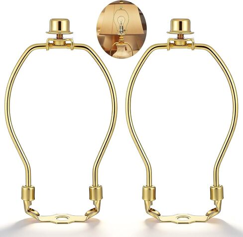 2 Pcs Short Lamp Harp, 6 Inch Antique Gold Lamp Shade Harp Holder, Heavy Duty Detachable Harps Frame with Standard 3/8 Saddle Finials, Replacement Brackets for Table Floor Lamps, DIY Lighting Repair in Saudi Arabia