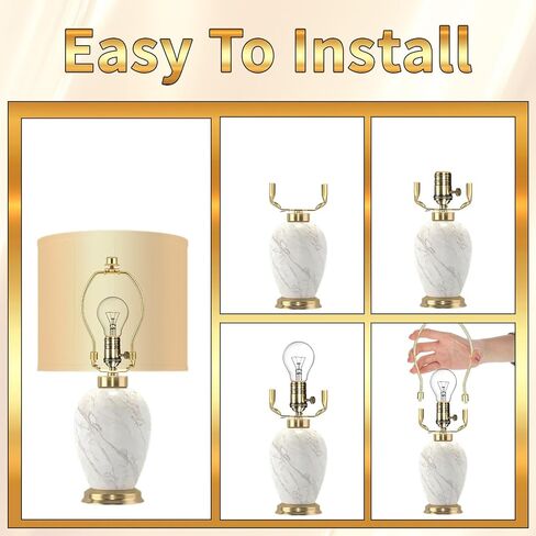 2 Pcs Short Lamp Harp, 6 Inch Antique Gold Lamp Shade Harp Holder, Heavy Duty Detachable Harps Frame with Standard 3/8 Saddle Finials, Replacement Brackets for Table Floor Lamps, DIY Lighting Repair in Saudi Arabia