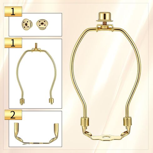 2 Pcs Short Lamp Harp, 6 Inch Antique Gold Lamp Shade Harp Holder, Heavy Duty Detachable Harps Frame with Standard 3/8 Saddle Finials, Replacement Brackets for Table Floor Lamps, DIY Lighting Repair in Saudi Arabia