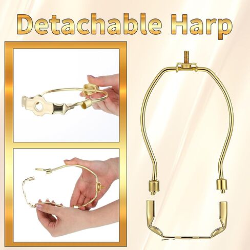 2 Pcs Short Lamp Harp, 6 Inch Antique Gold Lamp Shade Harp Holder, Heavy Duty Detachable Harps Frame with Standard 3/8 Saddle Finials, Replacement Brackets for Table Floor Lamps, DIY Lighting Repair in Saudi Arabia
