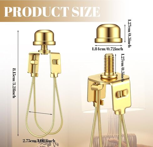 Honoson 2 Pack Gold Lamp Shade Light Bulb Clip Adapter Metal Lampshade Holder Includes Finial and Lampshade Levellers for Replacement Repair DIY Lamp Projects in Saudi Arabia