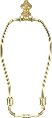 PATIKIL 8 Inch Lamp Harp Kit with 1 Inch Height Solid Brass Finial, 1 Set Heavy Duty Bracket with Standard Saddle & Finial Detachable Shade Holder for Table Floor Lamps, Gold in Saudi Arabia