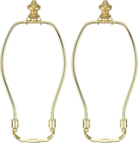 PATIKIL 8 Inch Lamp Harp Kit with 1 Inch Height Solid Brass Finial, 1 Set Heavy Duty Bracket with Standard Saddle & Finial Detachable Shade Holder for Table Floor Lamps, Gold in Saudi Arabia