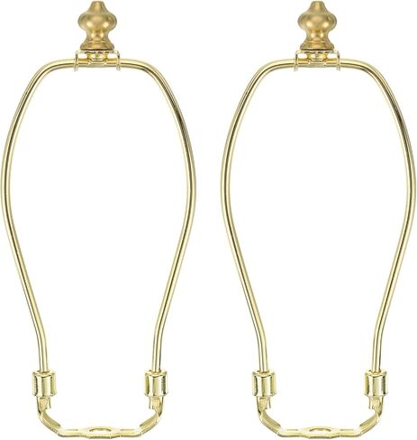 PATIKIL 8 Inch Lamp Harp Kit with 1 Inch Height Solid Brass Finial, 1 Set Heavy Duty Bracket with Standard Saddle & Finial Detachable Shade Holder for Table Floor Lamps, Gold in Saudi Arabia