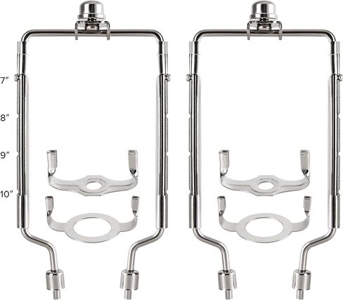 طقم قيثارة المصباح GO&SO، حامل غطاء مصباح قابل للتعديل 7 8 9 10 بوصة لمصباح الطاولة، أجزاء الأجهزة متضمنة 3/8 سرج قياسي، محول قاعدة إضاءة E26 UNO Fitter، ملحقات دعامة المصباح، نيكل، عبوتان in Kuwait