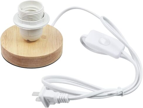 Geesatis 1Pcs Wooden Light Base,E27 Square Light Display Base with Switch Plug,No Bulb,for Living Room Bedroom in Saudi Arabia