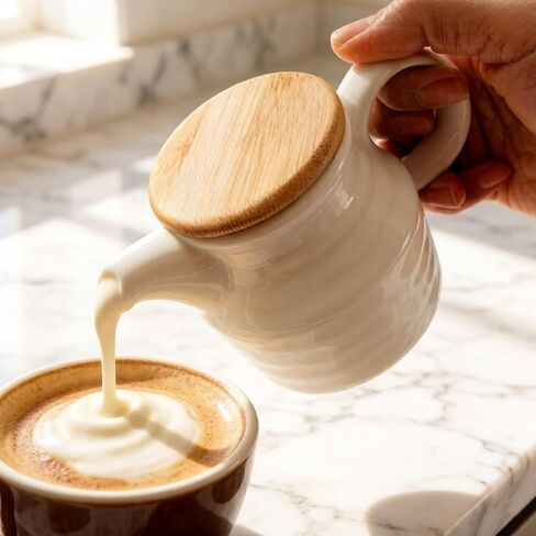 Ceramic Sugar and Creamer Container Set,12oz Cream Pitcher and 7.5oz Porcelain Sugar Bowl with Lid,Coffee Serving Set,Coffee Creamer and Sugar Set,Farmhouse Kitchen Home Cafe in Saudi Arabia
