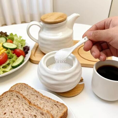 Ceramic Sugar and Creamer Container Set,12oz Cream Pitcher and 7.5oz Porcelain Sugar Bowl with Lid,Coffee Serving Set,Coffee Creamer and Sugar Set,Farmhouse Kitchen Home Cafe in Saudi Arabia