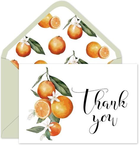 50 Pack Little Cuties Clementine Thank You Cards Watercolor Orange Greeting Cards With Envelopes Stickers Blank Note Card for Baby Shower Birthday Gift, 4 x 6 Inch in Kuwait
