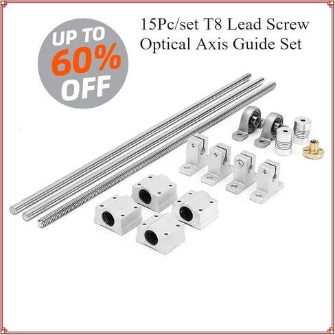 دليل عمود السكك الحديدية الخطية قضيب T8 المزدوج الرصاص المسمار المتزلجون اقتران دعم كتل 350 مللي متر Kp008 Sk8 محامل SC8UU in Kuwait