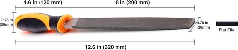 FINDER Bastard Cut Mill File, 8 Inch Flat Hand File with High Carbon Hardened Steel, Ergonomic Grip, Plastic Handle, Ideal for Wood, Metal, Plastic in Kuwait