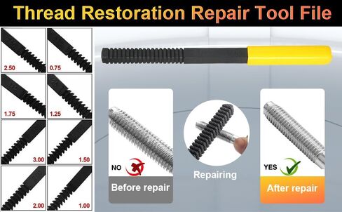 Thread Repair File Thread Restoring File Thread Chaser File Teeth Correction Metric Hardware DIY Thread Repair Tools in Kuwait