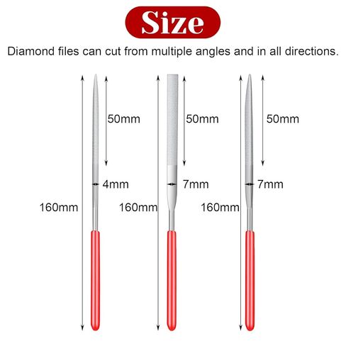 10 Pcs Mini Steel Needle File, Multi-styles Diamond File Portable Round, Flat and Triangular Model Files Tool for Making Carving Jewelry Wood Glass Stone DIY Handmade Crafts, Red in Kuwait
