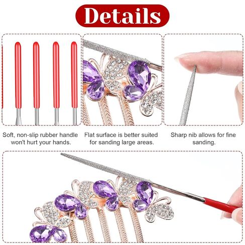 10 Pcs Mini Steel Needle File, Multi-styles Diamond File Portable Round, Flat and Triangular Model Files Tool for Making Carving Jewelry Wood Glass Stone DIY Handmade Crafts, Red in Kuwait