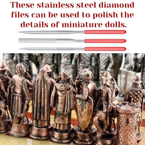 10 Pcs Mini Steel Needle File, Multi-styles Diamond File Portable Round, Flat and Triangular Model Files Tool for Making Carving Jewelry Wood Glass Stone DIY Handmade Crafts, Red in Kuwait