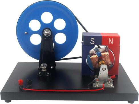 VERIMP Hand-Crank AC and DC Generator Model Physics Faraday Hand-Crank Generator Electromagnetic Electricity Generation Teaching Instrument Hand Cranked AC and DC Generators Wooden Bottom Plate in Kuwait