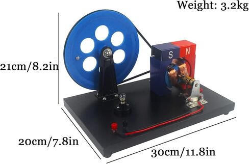 VERIMP Hand-Crank AC and DC Generator Model Physics Faraday Hand-Crank Generator Electromagnetic Electricity Generation Teaching Instrument Hand Cranked AC and DC Generators Wooden Bottom Plate in Kuwait