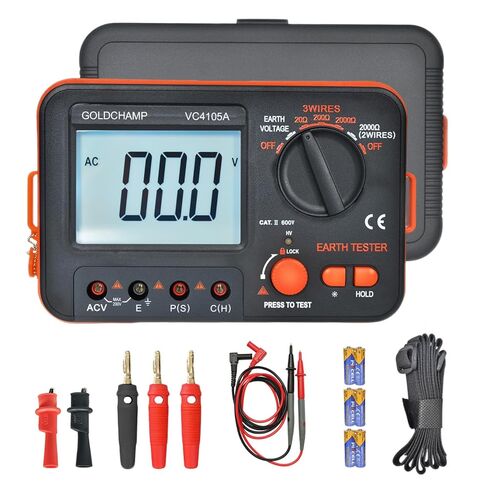 جهاز اختبار مقاومة الأرض الأرضية، عداد رقمي 20/200/2000 أوم مع قياس جهد التيار المتردد، شاشة LCD بإضاءة خلفية، حماية من حمل البيانات والحمل الزائد، جهاز اختبار السلامة للكهربائيين وأجهزة التدفئة والتهوية وتكييف الهواء والعمال in Kuwait