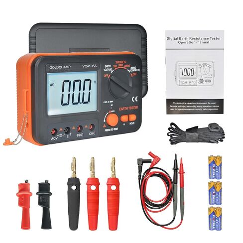 جهاز اختبار مقاومة الأرض الأرضية، عداد رقمي 20/200/2000 أوم مع قياس جهد التيار المتردد، شاشة LCD بإضاءة خلفية، حماية من حمل البيانات والحمل الزائد، جهاز اختبار السلامة للكهربائيين وأجهزة التدفئة والتهوية وتكييف الهواء والعمال in Kuwait