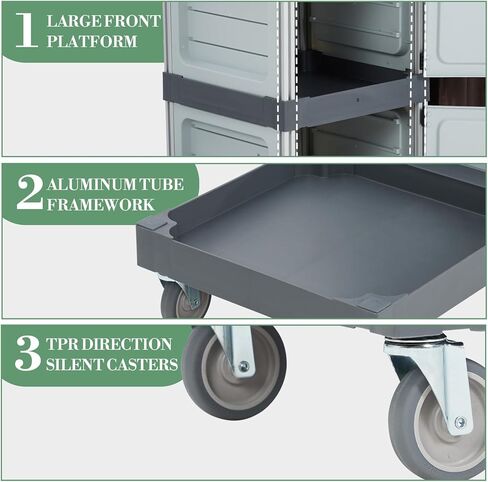 Janitorial Cart with 2 Cabinet, Commercial Cleaning Cart On Wheels with Cover, Shelves, and Oxford Bag, Housekeeping Cleaning Caddy Service Carts for School Hotel Apartment in Saudi Arabia