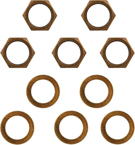 5 Set of Guitar Jack Nut and Washer, Alloy Thread 3/8"-32u Input Output Jack Nut and Washers Replacement Parts for Electric Guitar Bass Sockets (Bronze) in Saudi Arabia