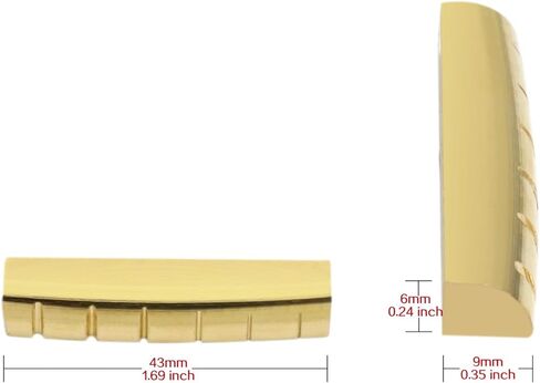 Metallor 6 String Brass Guitar Nut Pre-Slotted Top Nut 43mm x 9mm x 6mm Compatible with Les Paul LP SG Style Electric Guitar or Acoustic Guitar Parts Replacement Gold. in Saudi Arabia