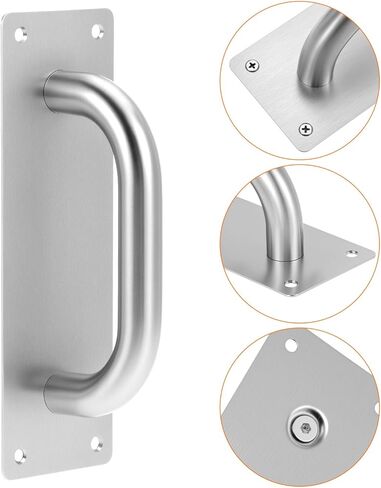 QWORK سحب مقبض لوحة الباب 8 "، 2 حزمة مقبض الباب الفولاذ المقاوم للصدأ سحب مقابض سحب باب الحظيرة الثقيلة مع مسامير التثبيت، 7.9x2.6 بوصة in Saudi Arabia
