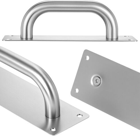 QWORK سحب مقبض لوحة الباب 8 "، 2 حزمة مقبض الباب الفولاذ المقاوم للصدأ سحب مقابض سحب باب الحظيرة الثقيلة مع مسامير التثبيت، 7.9x2.6 بوصة in Saudi Arabia