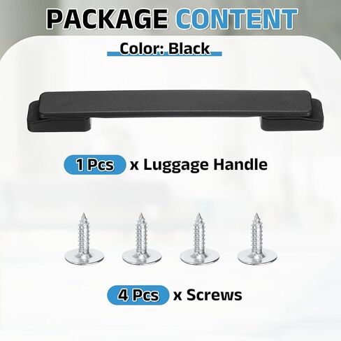 PATIKIL 8.66 Inch Luggage Handle Replacement, Plastic Pull Handle Grip with 4 Screws for Luggage Toolbox Storage Box Case Repair - 5Pcs (Black) in Kuwait