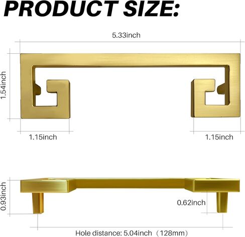 2pcs Cabinet Handles 128mm (5 inch) Gold, Chinese Style Huiwen Pulls for Drawers & Cabinet Doors in Saudi Arabia