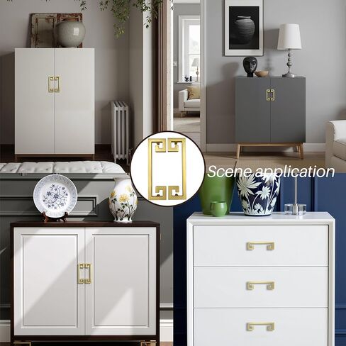 2pcs Cabinet Handles 128mm (5 inch) Gold, Chinese Style Huiwen Pulls for Drawers & Cabinet Doors in Saudi Arabia