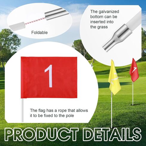 4 Sets Golf Flagstick and Flags Numbered 33 Inch for Practice Driving Range Backyard Family Golf Game Foldable Flagstick in Saudi Arabia