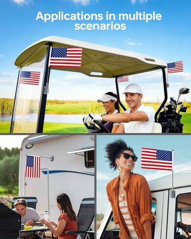 Magnetic Golf Cart Flag, Aluminum Alloy Base, 9 x 6" American Golf Flag with Dual Mounting Positions, Stable Installation Golf Pin Flag for Golf Carts, Golf Gifts in Saudi Arabia